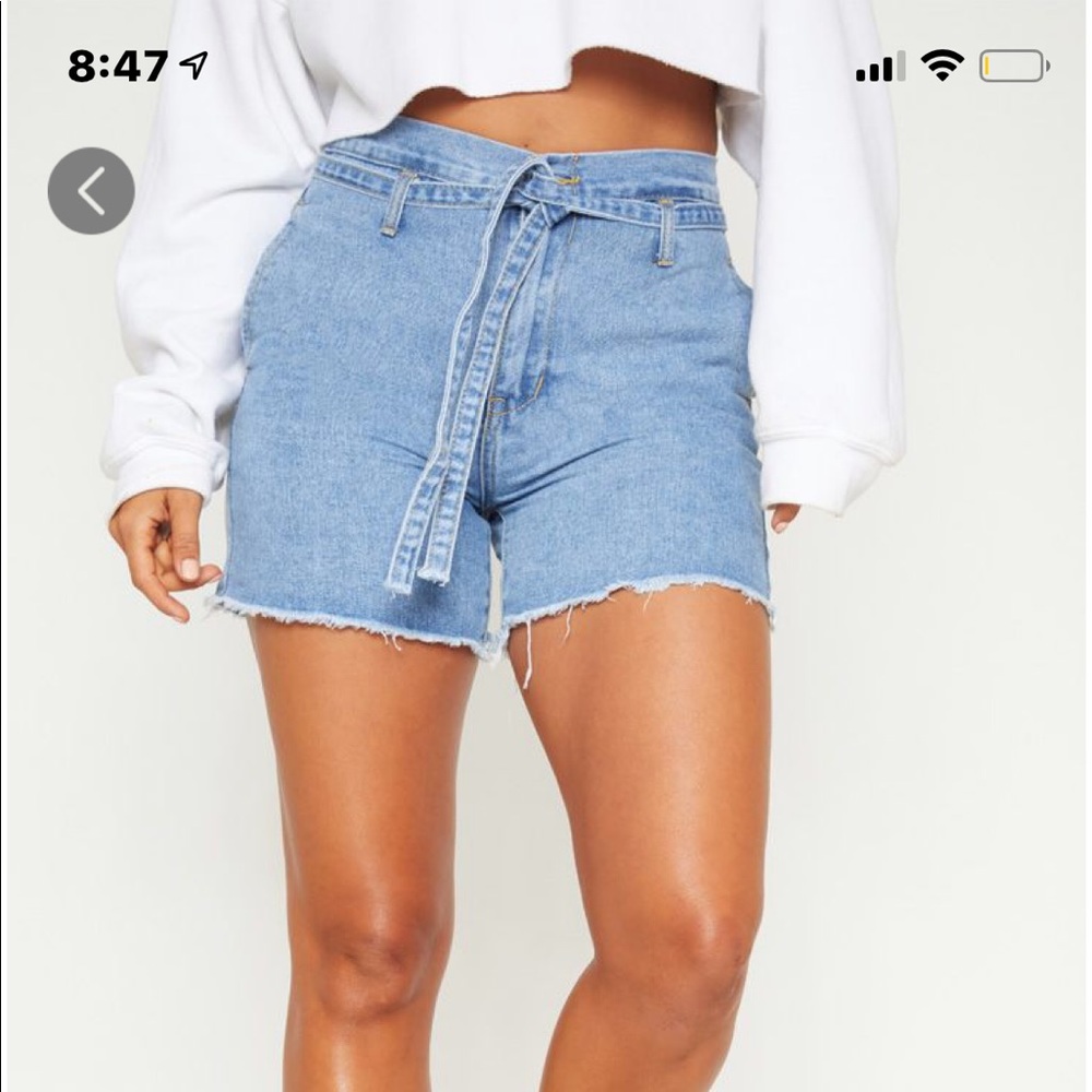High wait denim shorts